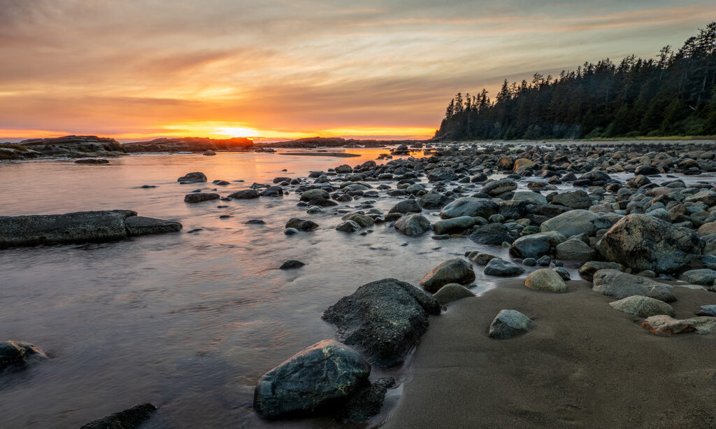 Rocky Shoreline at Sunset